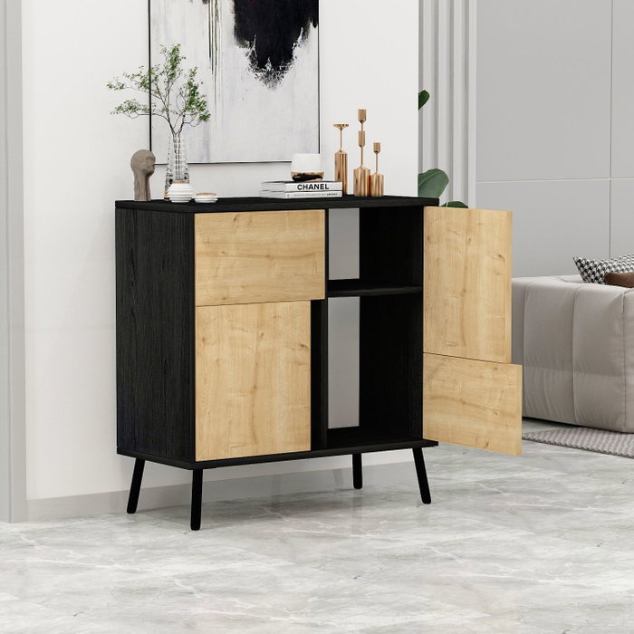 Hanah Home Armario Multiusos Darien - Madera Negra, Roble Zafiro